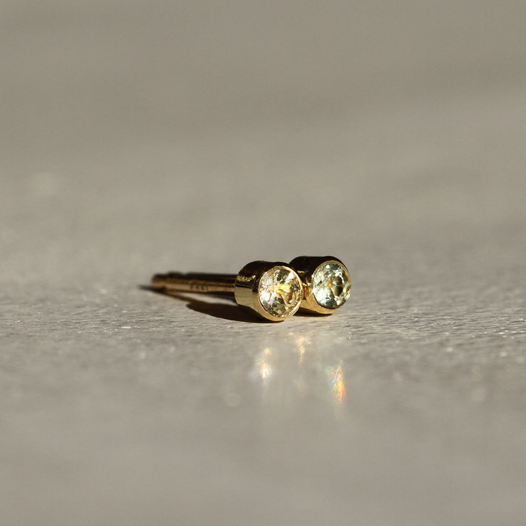 Yellow Montana Sapphire Bezel Studs
