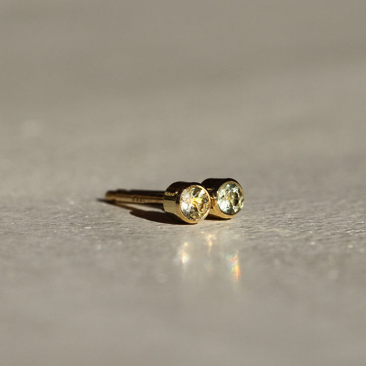 Yellow Montana Sapphire Bezel Studs