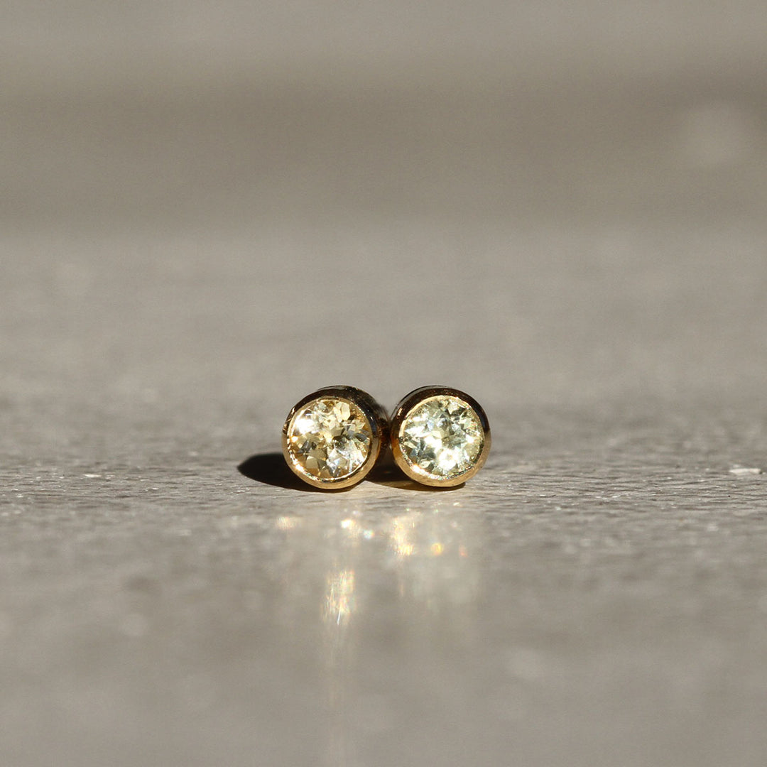 Yellow Montana Sapphire Bezel Studs