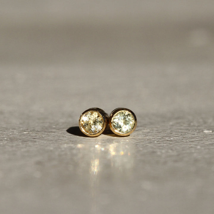 Yellow Montana Sapphire Bezel Studs