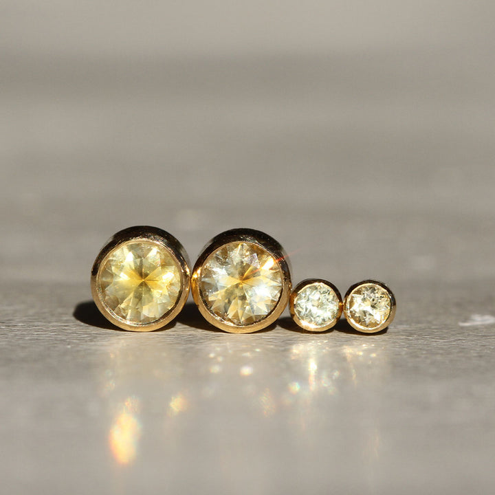 Yellow Montana Sapphire Bezel Studs