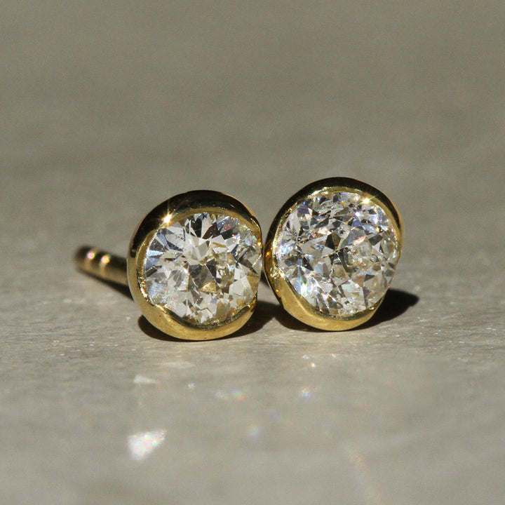 Poppy Bezel - Old Euro Diamond Studs (Half Carat Pair)