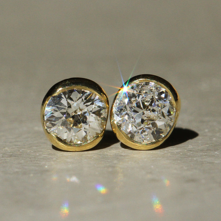 Poppy Bezel - Old Euro Diamond Studs (Half Carat Pair)