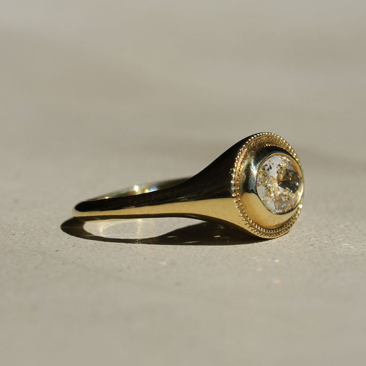 Diamond Signet Ring - Oval