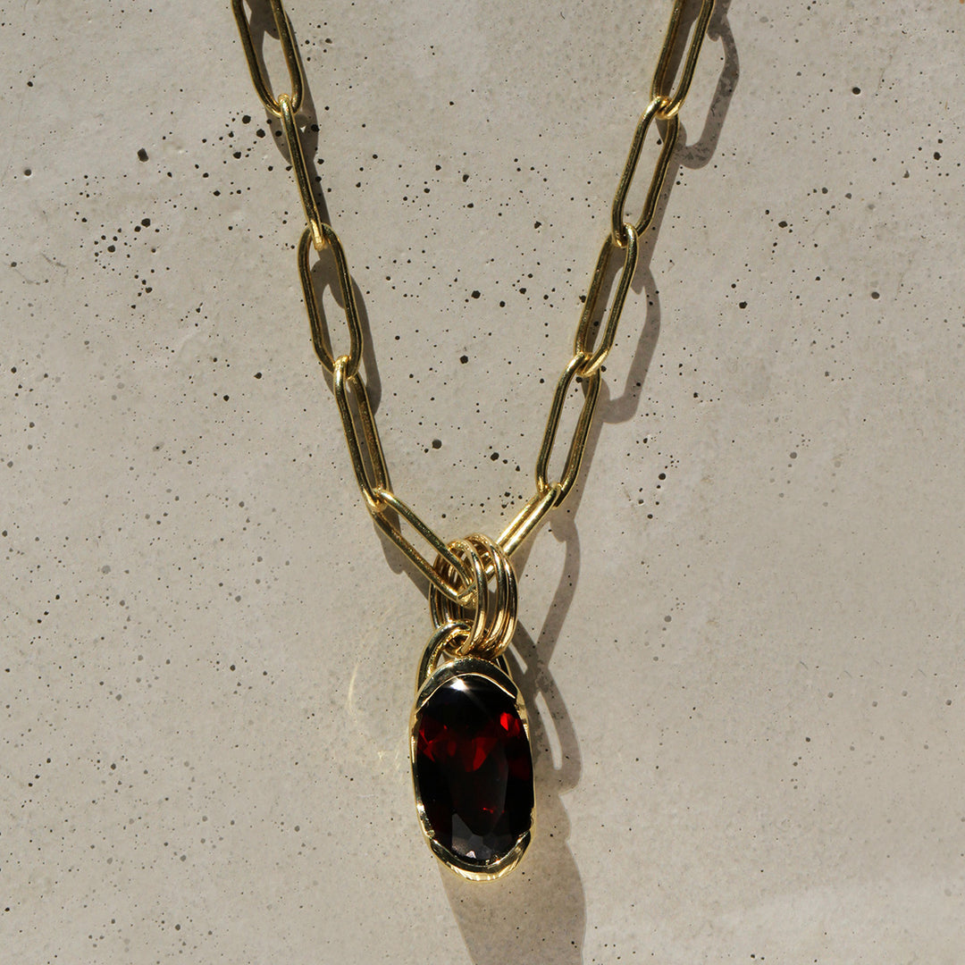 Poppy Bezel - Oval Garnet Charm