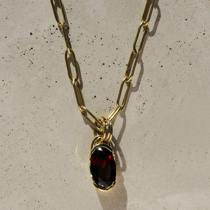 Poppy Bezel - Oval Garnet Charm