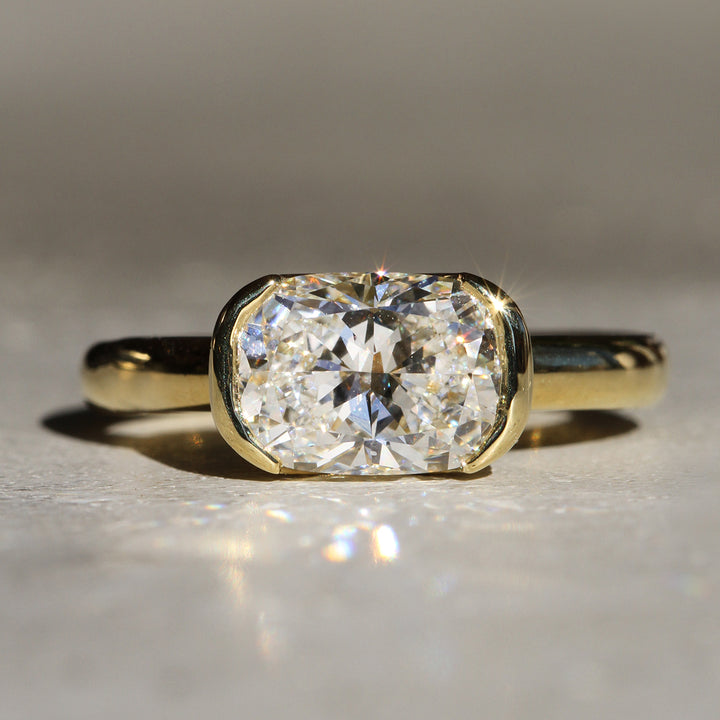 Poppy Bezel - East-West Cushion Solitaire (LG)