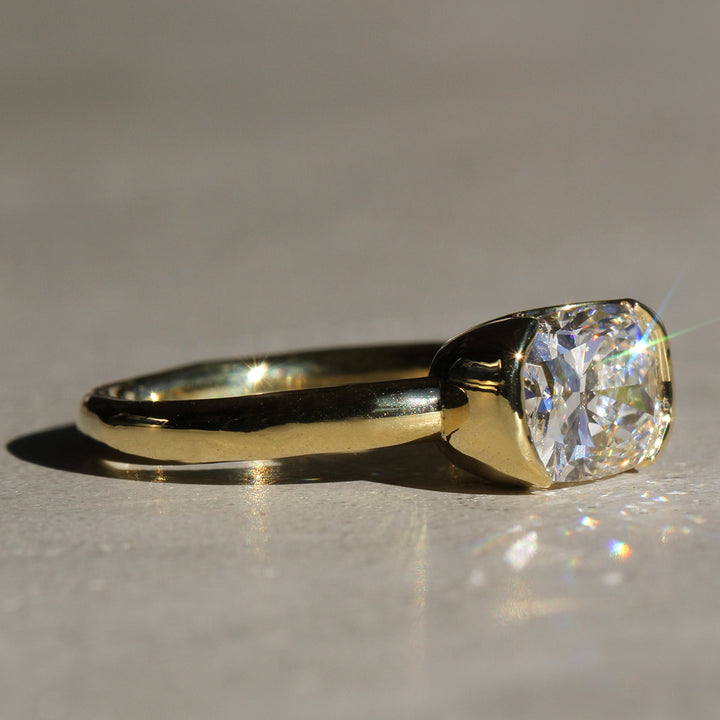 Poppy Bezel - East-West Cushion Solitaire (LG)