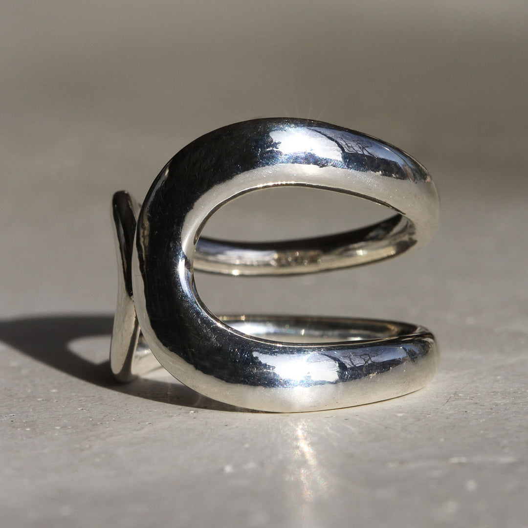 Polished Double Loop Ring - Sterling