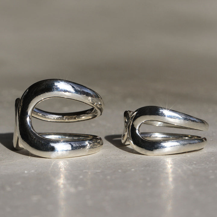 Polished Double Loop Ring - Sterling