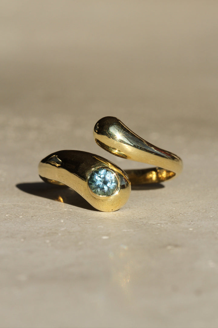 Petite Double Bubble Ring - Montana Sapphire