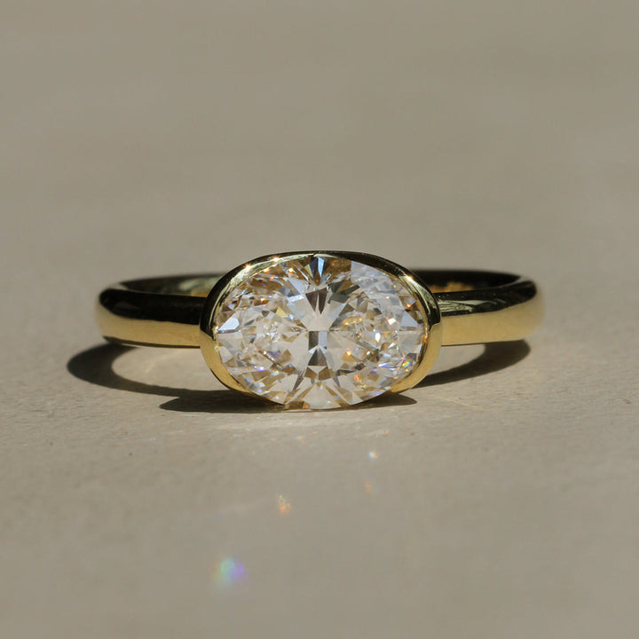Poppy Bezel - East-West Oval Solitaire