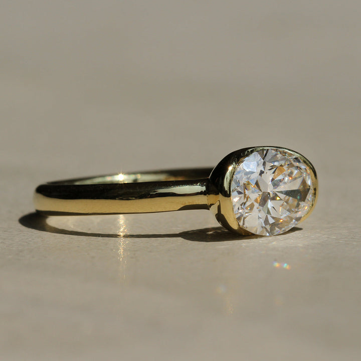 Poppy Bezel - East-West Oval Solitaire