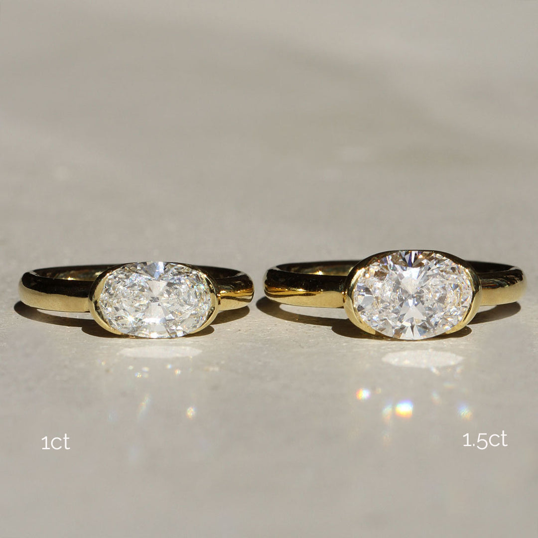 Poppy Bezel - East-West Oval Solitaire