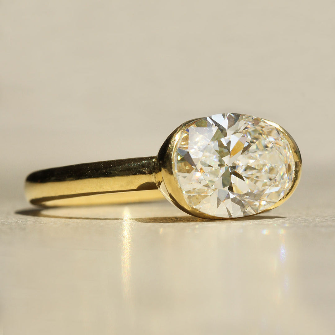 Poppy Bezel - East-West Oval Solitaire