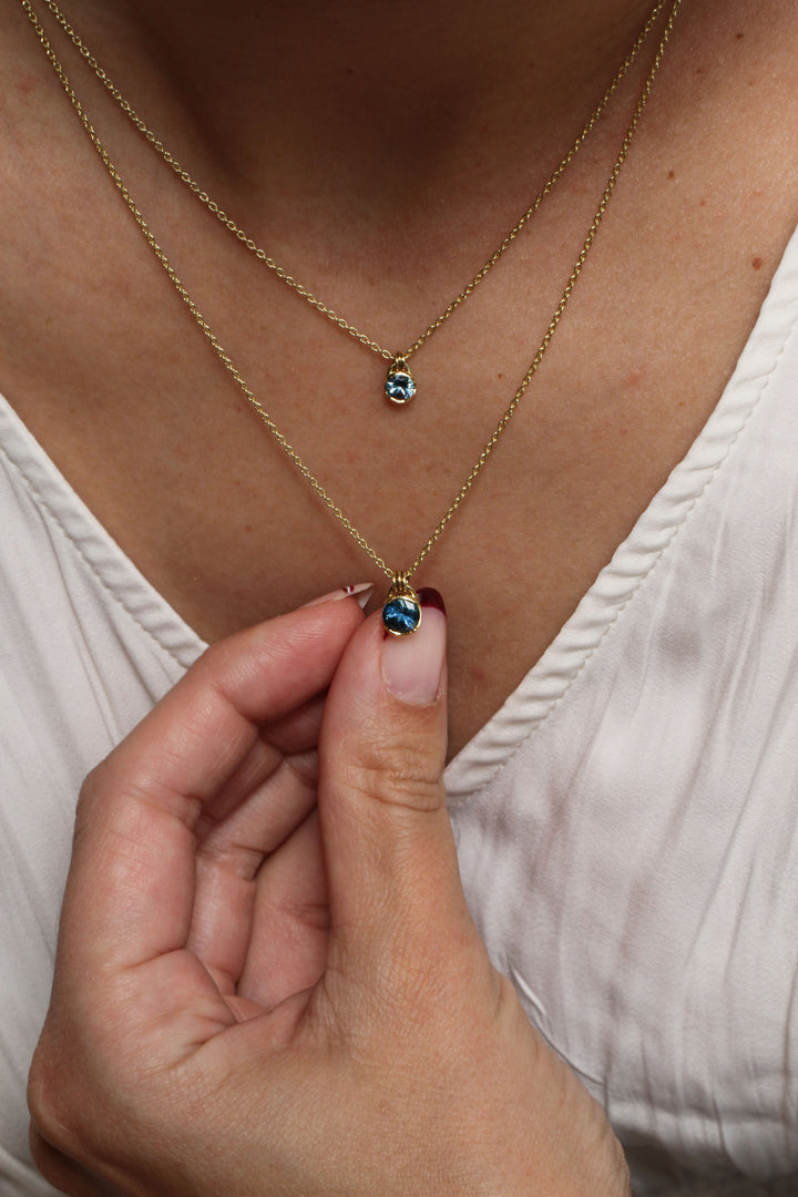 Poppy Bezel - Montana Sapphire Necklace