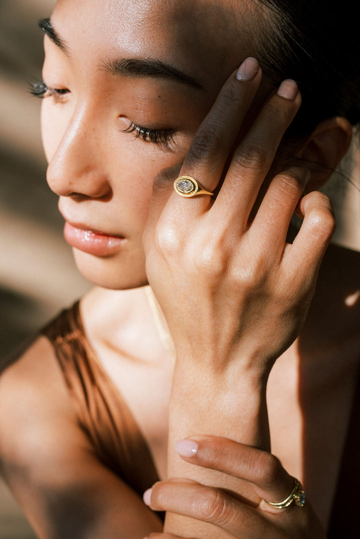 Diamond Signet Ring - Oval