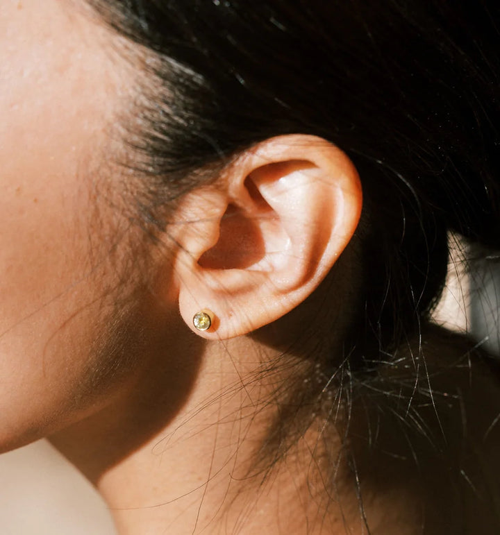 Yellow Montana Sapphire Bezel Studs