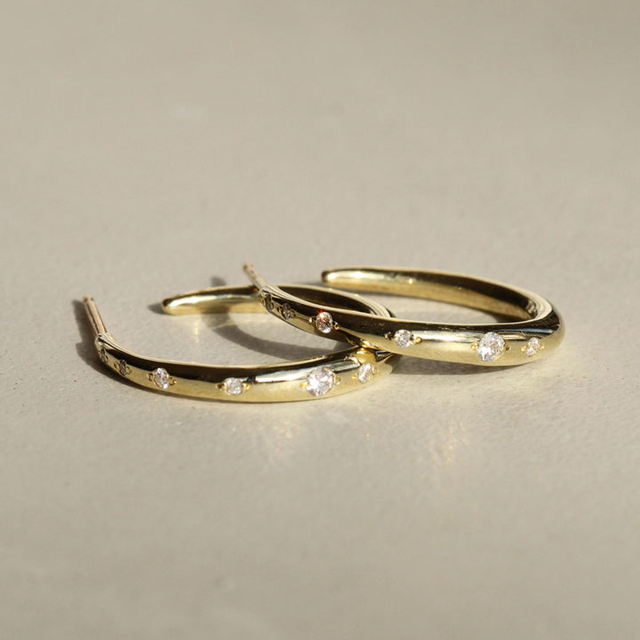 Tapered Diamond Studded Hoops