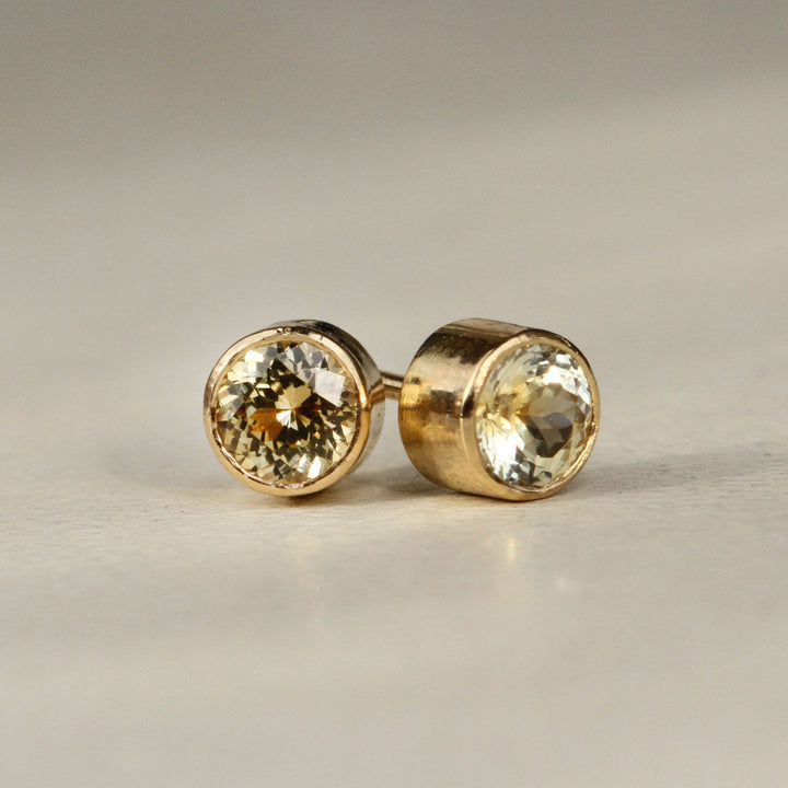 Yellow Montana Sapphire Bezel Studs