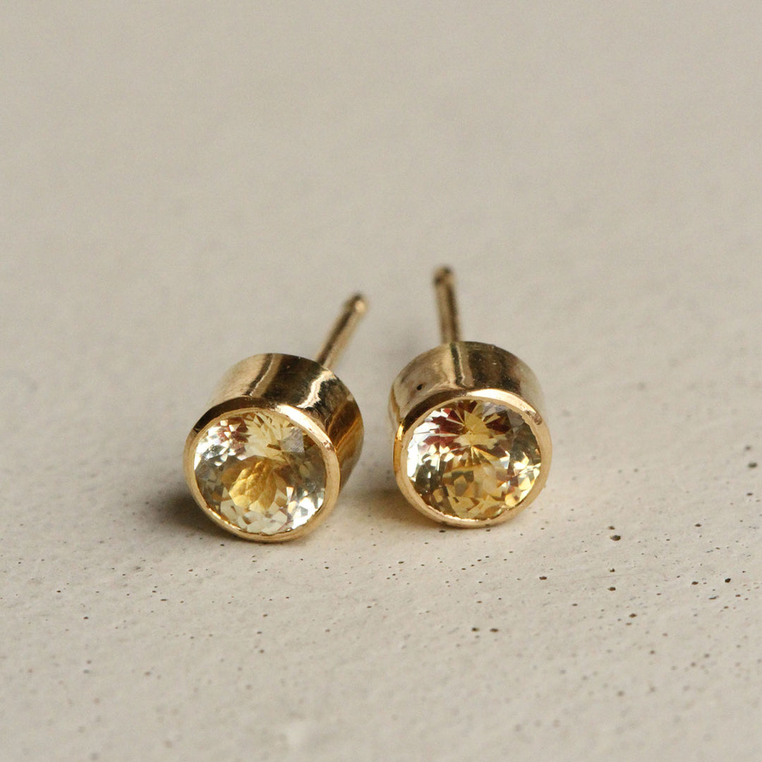 Yellow Montana Sapphire Bezel Studs