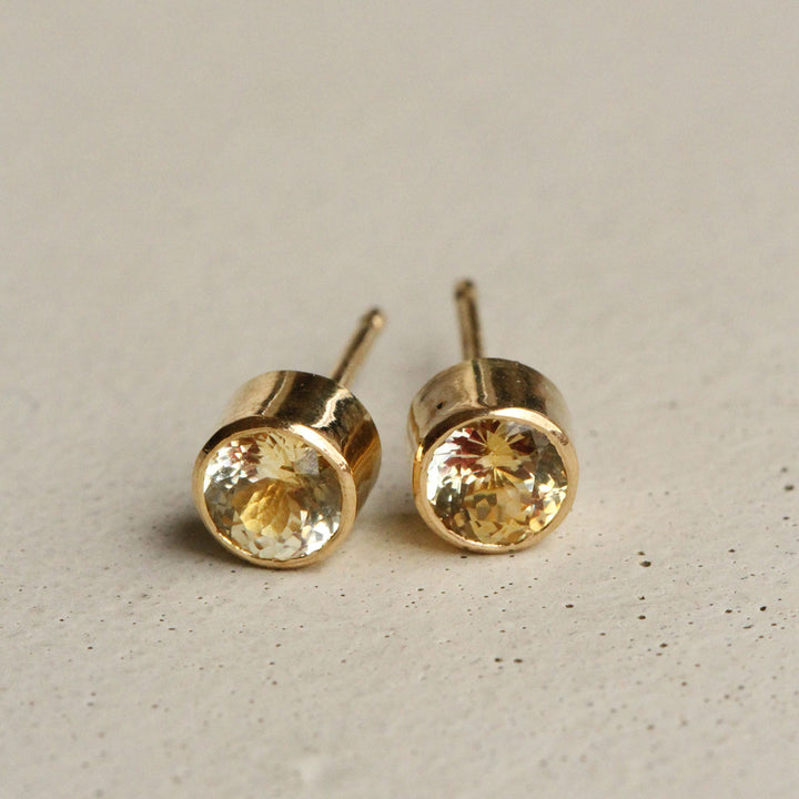 Yellow Montana Sapphire Bezel Studs
