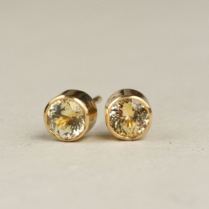 Yellow Montana Sapphire Bezel Studs
