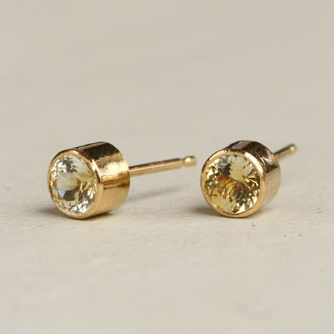 Yellow Montana Sapphire Bezel Studs