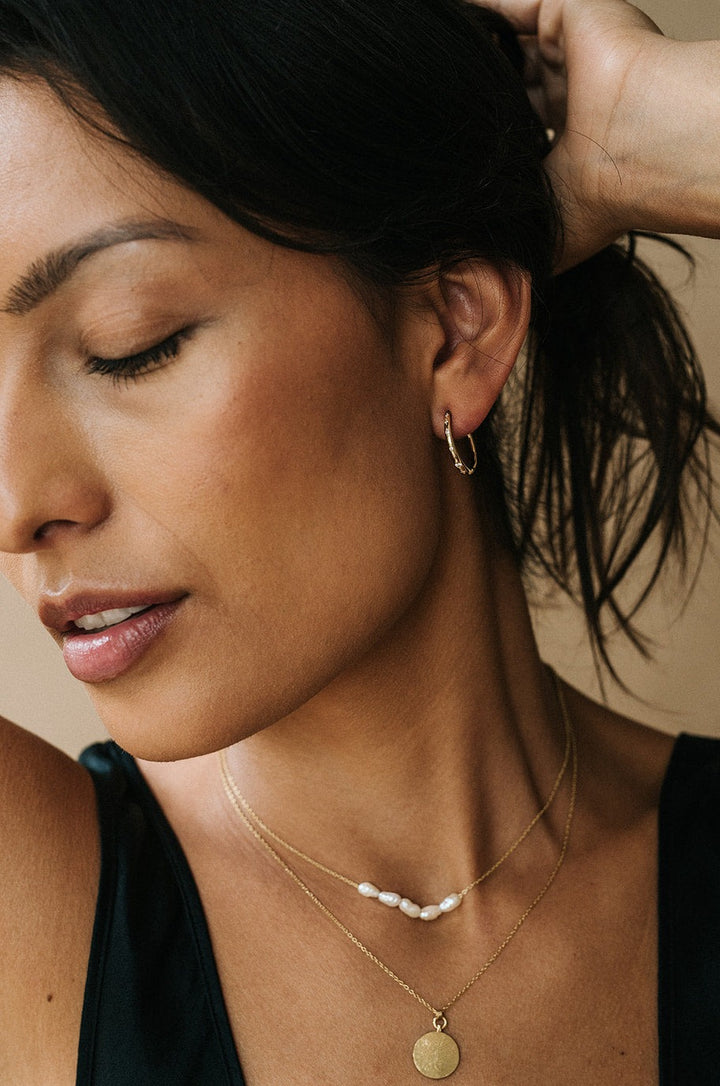 Tapered Diamond Studded Hoops